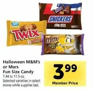 Safeway Halloween M&M's Or Mars Fun Size Candy offer