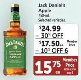 Safeway Jack Daniel's Apple 750ml offer