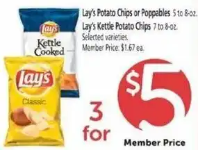 Safeway Lay's Potato Chips Or Poppables, Lay's Kettle Porato Chips offer