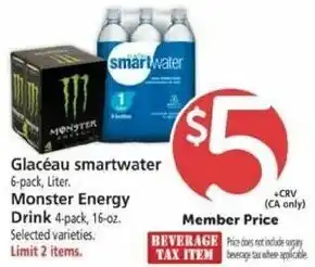 Safeway Glacéau Smartwater, Monster Energy Drink offer