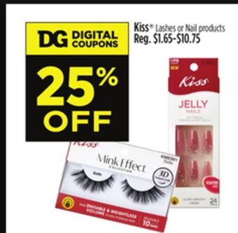 Dollar General Kiss lashes or nail products offer