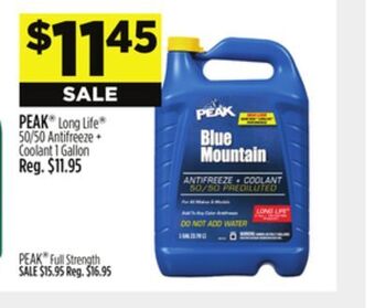 Dollar General Peak long life 50/50 antifreeze + coolant offer