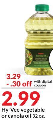 Hy-Vee Hy-vee vegetable or canola oil offer