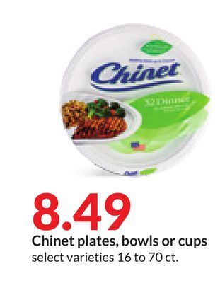 Hy-Vee Chinet plates, bowls or cups offer