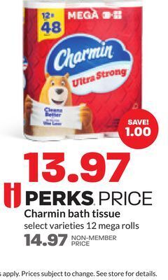 Hy-Vee Charmin bath tissue offer