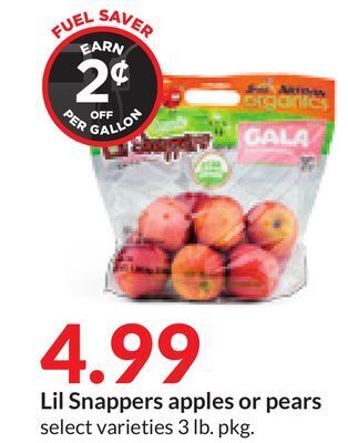 Hy-Vee Lil snappers apples or pears offer