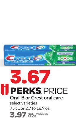 Hy-Vee Oral-b or crest oral care offer