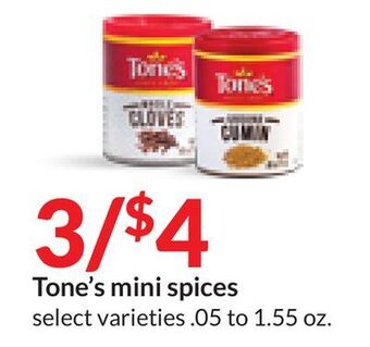 Hy-Vee Tone's mini spices offer