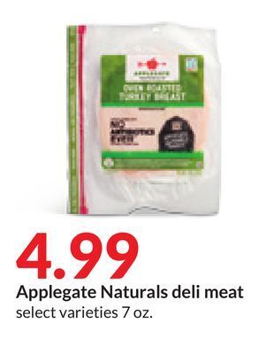 Hy-Vee Applegate naturals deli meat offer