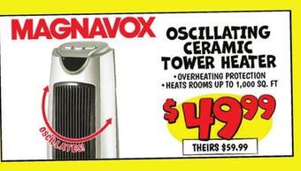 Ollie's Magnavox oscillating ceramic tower heater offer