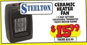 Ollie's Steelton ceramic heater fan offer