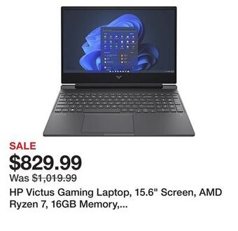 Office Depot Hp victus gaming laptop, 15.6 screen, amd ryzen 7, 16gb memory, 512gb solid state drive, windows 11, amd radeon rx 6500m grap offer