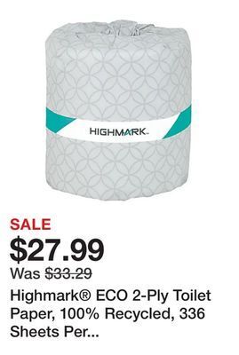 Office Depot Highmark eco 2-ply toilet paper, 100% recycled, 336 sheets per roll, case of 48 rolls offer