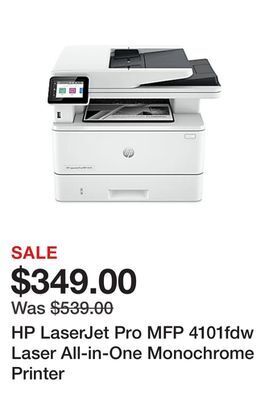 Office Depot Hp laserjet pro mfp 4101fdw laser all-in-one monochrome printer offer