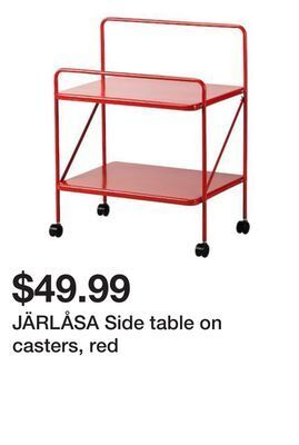 Ikea Järlåsa side table on casters, red offer