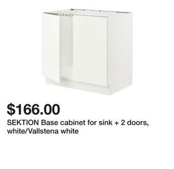 Ikea Sektion base cabinet for sink + 2 doors, white/vallstena white offer