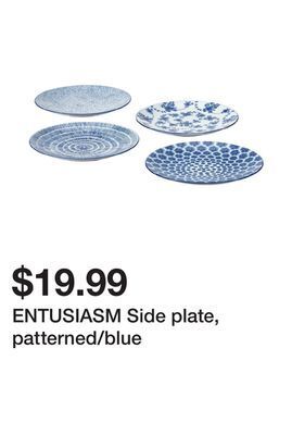 Ikea Entusiasm side plate, patterned/blue offer