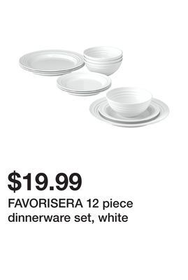 Ikea Favorisera 12 piece dinnerware set, white offer