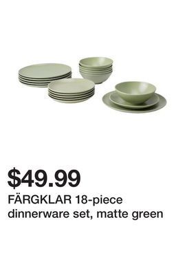 Ikea Färgklar 18-piece dinnerware set, matte green offer
