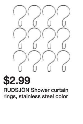 Ikea Rudsjön shower curtain rings, stainless steel color offer