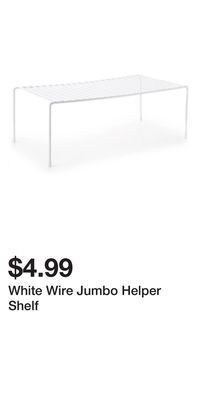 Big Lots White wire jumbo helper shelf offer