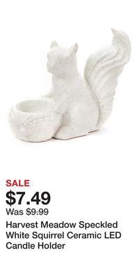 Big Lots Harvest meadow speckled white squirrel ceramic led candle holder offer