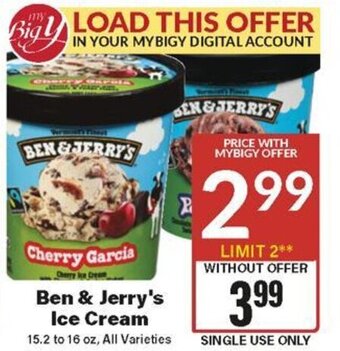 Big Y Ben & Jerry's Ice Cream offer