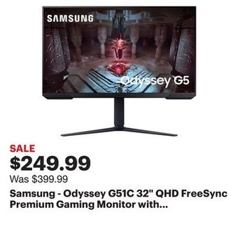 Best Buy Samsung - odyssey g51c 32 qhd freesync premium gaming monitor with hdr10,(displayport, hdmi) - black offer