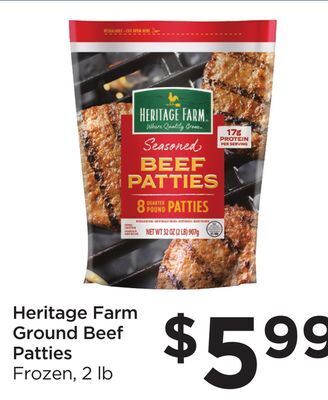 Food 4 Less Heritage farm ground beef patties offer