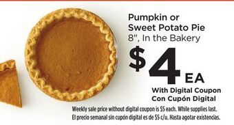 Food 4 Less Pumpkin or sweet potato pie offer