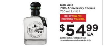 Food 4 Less Don julio 70th anniversary tequila offer