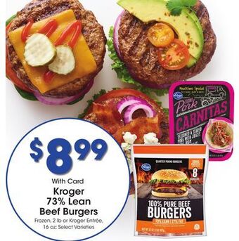 Ralphs Kroger 73% lean beef burgers offer