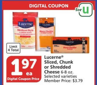 Vons Lucerne sliced, chunk or shredded cheese offer