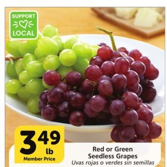 Vons Red or green seedless grapes offer
