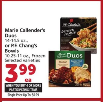 Vons Marie callender's duos 14-14.5 oz., or p. f. chang's bowls 10.25-11 oz offer