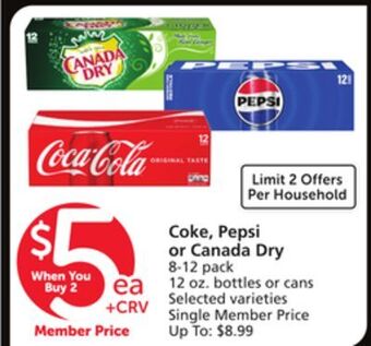 Vons Coke, pepsi or canada dry offer