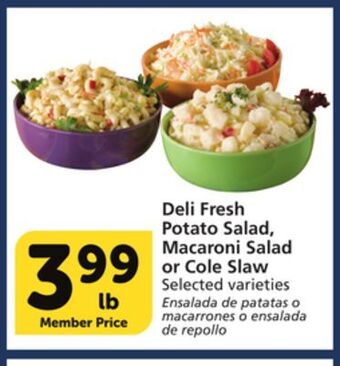 Vons Deli fresh potato salad, macaroni salad or cole slaw offer