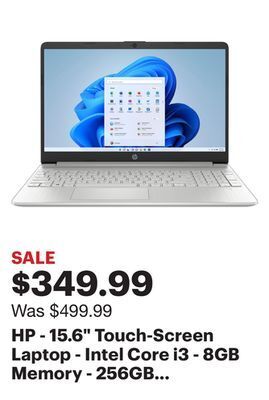 Best Buy Hp - 15.6 touch-screen laptop - intel core i3 - 8gb memory - 256gb ssd - natural silver offer