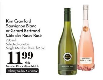 Pavilions Kim crawford sauvignon blanc or gerard bertrand côte des roses rosé offer