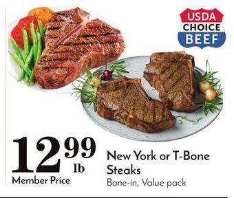 Pavilions New york or t-bone steaks offer