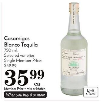 Pavilions Casamigos blanco tequila offer