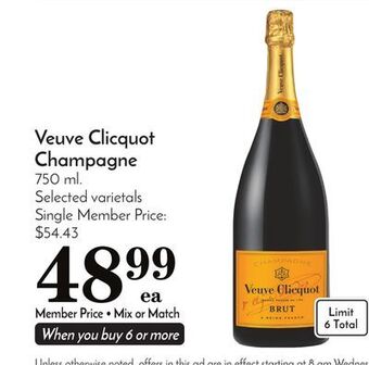 Pavilions Veuve clicquot champagne offer