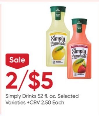 Stater Bros Simply drinks offer