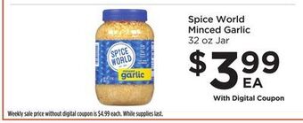 Food 4 Less Spice world minced garlic offer