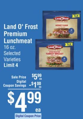 Smart & Final Land o'frost premium lunchmeat offer