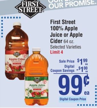 Smart & Final First street 100% apple juice or apple cider offer