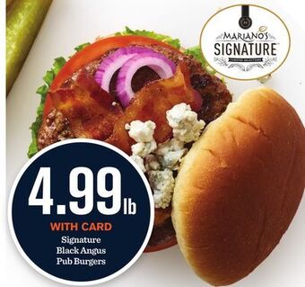 Mariano's Signature black angus pub burgers offer