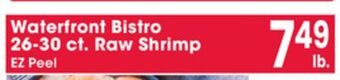 Jewel-Osco Waterfront bistro 26-30 ct. raw shrimp offer