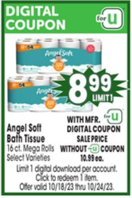 Jewel-Osco Angel soft bath tissue offer