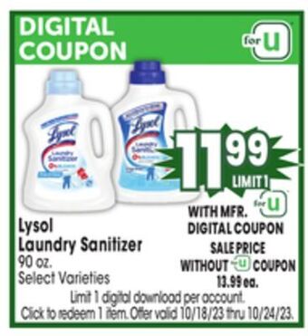 Jewel-Osco Lysol laundry sanitizer offer
